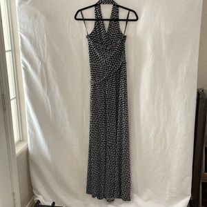 Black and white halter top dress.